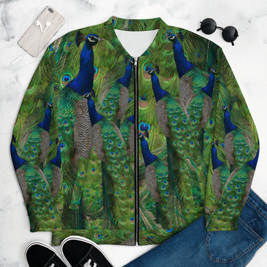 Flaunt your Feathers! Peacock Bomber Jacket - Tennis - Running - Sports - Running Jacket