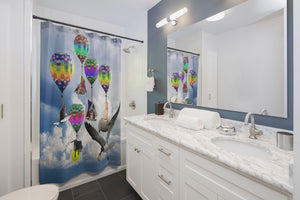 Shower Curtains - Cats, Dogs, a shark and hot air balloons! Fantasy land!