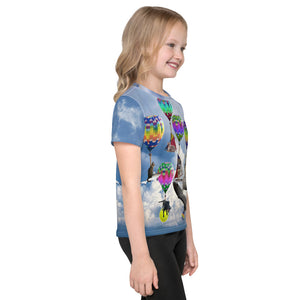 Kids crew neck t-shirt - Fantasy land - Cats, Dogs (and sharks and turtles) and Hot Air Balloons!