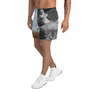 Men's Athletic Long Shorts - Stacked Rocks - Confident Tree