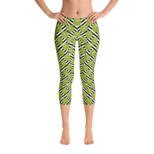 Load image into Gallery viewer, Green Lime with Zig Zags - Capri Leggings