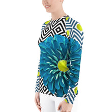 Load image into Gallery viewer, Neoturquoise - Turquoise Floral Shirt - Turquoise Floral UPF Shirt - Tennis Shirt