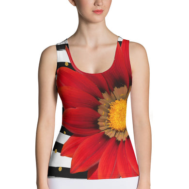 Red Flower Tank Top - Red Floral Shirt - Red Flower - Red Floral Tank Top
