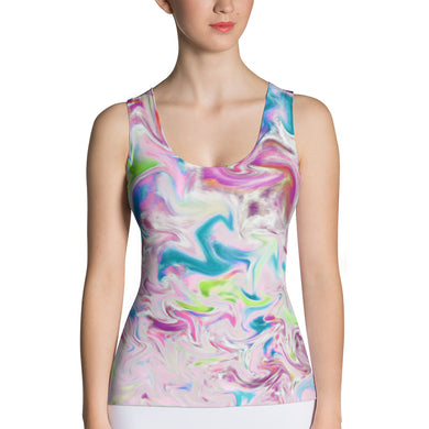 Sublimation Cut & Sew Tank Top - Pastel Pink and Blue Abstract