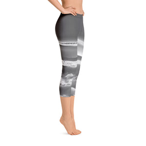 Capri Leggings - High in the Sky - Floating on Clouds - Clouds