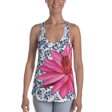 Load image into Gallery viewer, Women&#39;s Racerback Tank- 300 Club Navy - Pink Water Lily