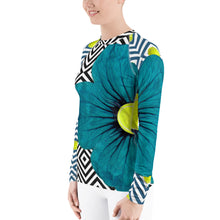 Load image into Gallery viewer, Neoturquoise - Turquoise Floral Shirt - Turquoise Floral UPF Shirt - Tennis Shirt