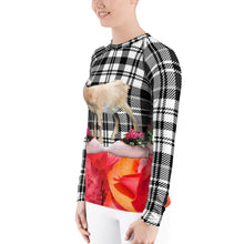 Load image into Gallery viewer, Women&#39;s Rash Guard - Goat, Pigs, Plaid and Flowers - UPF Shirt - Sun Shirt