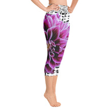 Load image into Gallery viewer, Yoga Capri Leggings - Purple Dahlia Bold Flower Print