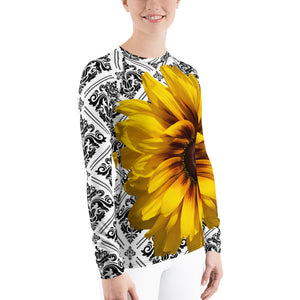 Rash guard - Swim Shirt - Sun Shirt - UPF Shirt - Sunflower Floral Shirt
