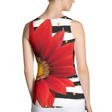 Load image into Gallery viewer, Red Flower Tank Top - Red Floral Shirt - Red Flower - Red Floral Tank Top