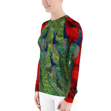 Load image into Gallery viewer, Women&#39;s Rash Guard - Peacocks and Roses