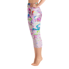 Load image into Gallery viewer, Yoga Capri Leggings - Pink Pastel Abstract