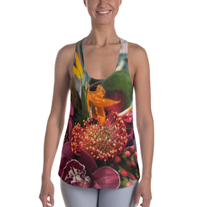 Women's Racerback Tank - Tropical Floral and Greenery