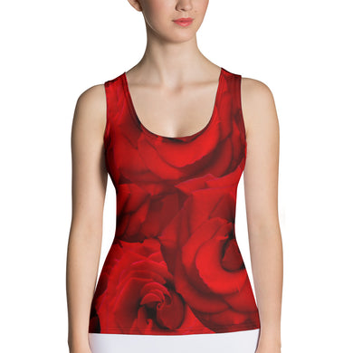 Sublimation Cut & Sew Tank Top - Roses - Valentine - Red Roses