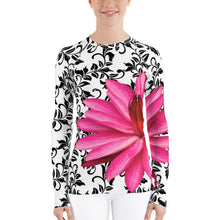 Load image into Gallery viewer, Women&#39;s Rash Guard - Water Lily - Pink Floral Shirt - UPF Shirt