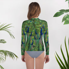 Load image into Gallery viewer, Youth Rash Guard - Peacocks Galore!