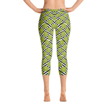 Load image into Gallery viewer, Green Lime with Zig Zags - Capri Leggings