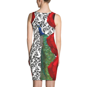 Fitted Tank Dress - Roses on the Front and Peacock on the Back