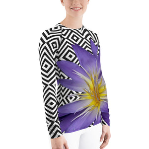 Women's Rash Guard - Purple Water Lily - Water Lily - Swim Shirt - UPF Shirt - Sun Shirt - Tennis Shirt