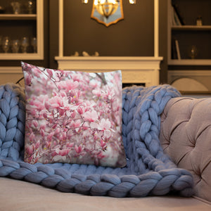 Premium Pillow - Japanese Magnolia - Japanese Magnolias - Spring - Pink Flower - Pink Floral - Floral - Pink Gift - Magnolia - Pink Magnolia - Pink Magnolias
