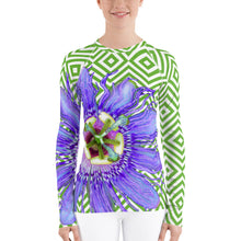 Load image into Gallery viewer, Women&#39;s Rash Guard - Tennis Shirt - Passion Flower - Running Shirt - UPF Shirt - Sun Shirt