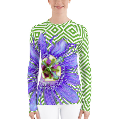 Women's Rash Guard - Tennis Shirt - Passion Flower - Running Shirt - UPF Shirt - Sun Shirt