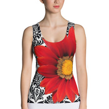 Load image into Gallery viewer, Red Flower Tank Top - Elegant Red Floral Tank Top