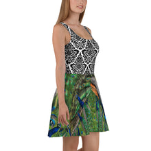 Load image into Gallery viewer, Skater Dress - Peacock and Elegant Black and White Design