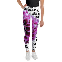 Load image into Gallery viewer, Youth Leggings - Purple Dahlia Leggings for Girls