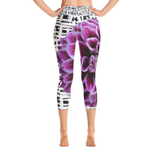 Load image into Gallery viewer, Yoga Capri Leggings - Purple Dahlia Bold Flower Print