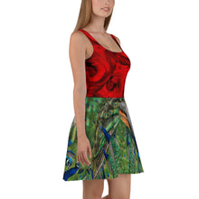 Load image into Gallery viewer, Skater Dress - Roses and Peacocks