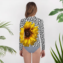 Load image into Gallery viewer, Youth Rash Guard- Sunflower with Polka Dots