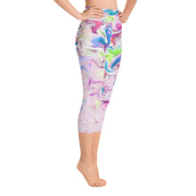 Load image into Gallery viewer, Yoga Capri Leggings - Pink Pastel Abstract