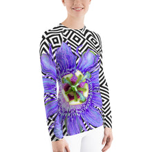 Load image into Gallery viewer, Women&#39;s Rash Guard - Passion Flower - Tennis Shirt - Running Shirt - UPF Shirt - Sun Shirt