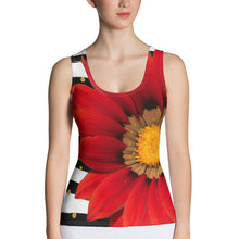 Load image into Gallery viewer, Red Flower Tank Top - Stripes - Striped Tank Top