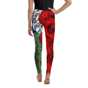 Youth Leggings - Peacock and Roses