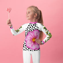 Load image into Gallery viewer, Kids Rash Guard- Crazy Funky Tree with Lots of Fun Animals and a Pink Flower