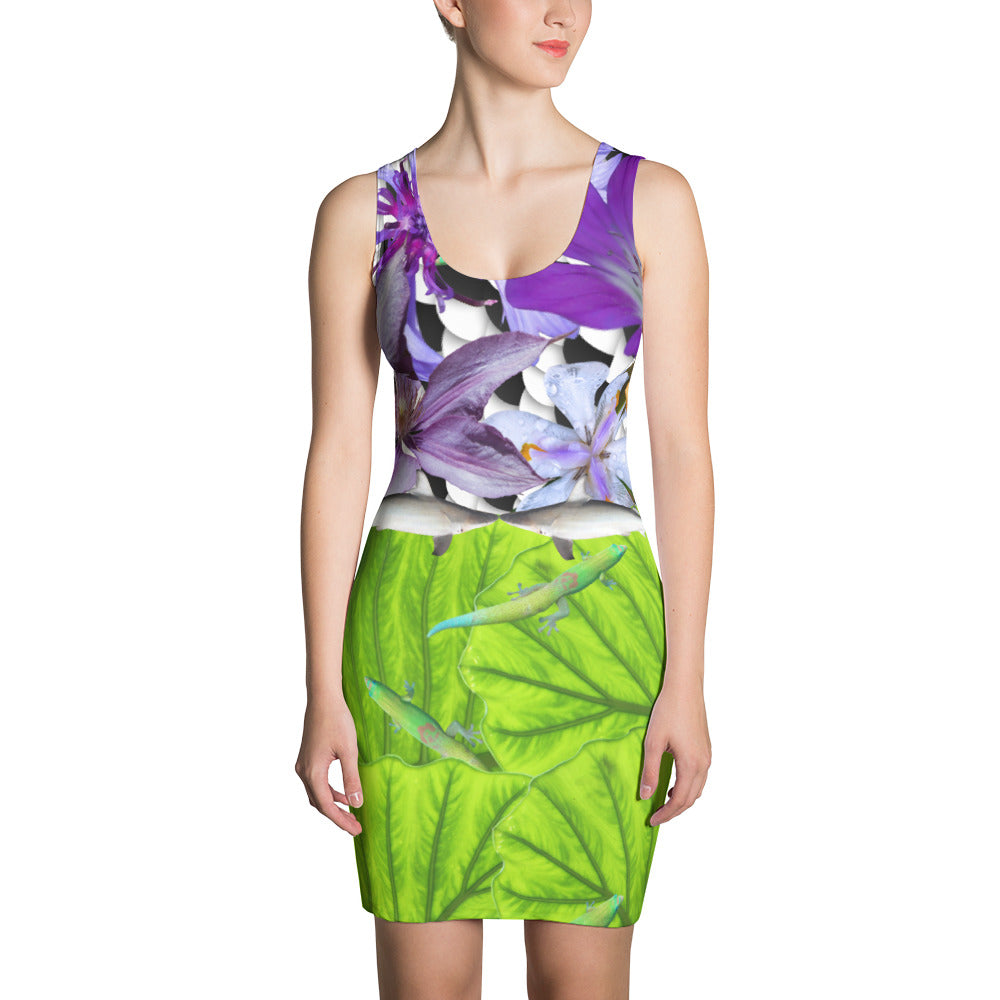 Bodycon - Fitted Shark Belt, Lizards and Flowers