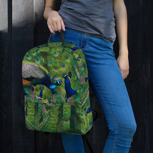 All-Over Print Backpack- Peacocks Galore!  Peacock Parade