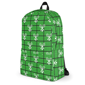 Tennis Theme Backpack - Tennis Courts, Racquets and Balls