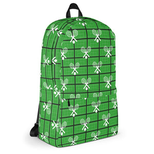 Tennis Theme Backpack - Tennis Courts, Racquets and Balls