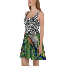 Load image into Gallery viewer, Skater Dress - Peacock and Elegant Black and White Design