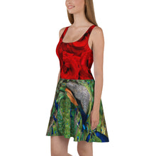 Load image into Gallery viewer, Skater Dress - Roses and Peacocks