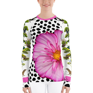 Women's Rash Guard - Fun, Whimsical Floral Designs with Lizards, Animals, and More!