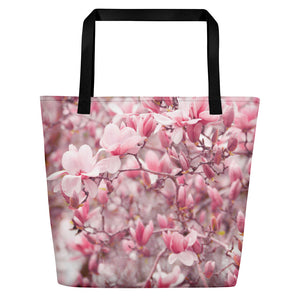 Tote Bag - Japanese Magnolia - Japanese Magnolias - Pink Floral - Spring - Pink Gift - Magnolia