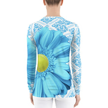 Load image into Gallery viewer, Pastel Blue Flower - Pastel Yellow and Blue - Floral Rash Guard