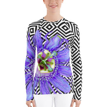 Load image into Gallery viewer, Women&#39;s Rash Guard - Passion Flower - Tennis Shirt - Running Shirt - UPF Shirt - Sun Shirt