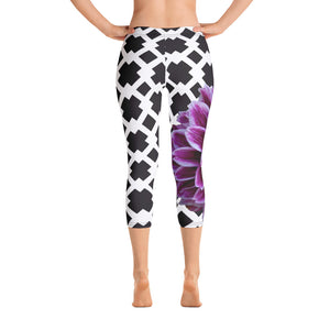 Capri Leggings - Purple Dahlia Print