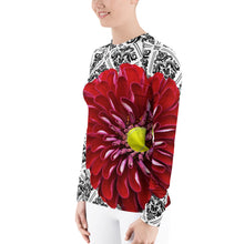 Load image into Gallery viewer, Red - Red Floral Shirt - Red Floral UPF Shirt - Tennis Shirt - Tennis Theme Shirt